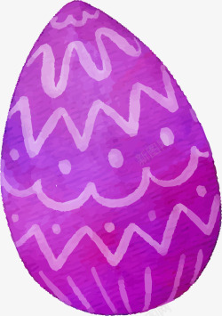 水彩彩蛋水彩手绘复活节紫色花纹彩蛋兔子高清图片