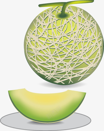 圆圆的哈密瓜png免抠素材_88icon https://88icon.com 切开的 剖开的 瓜肉 甜的 纹路