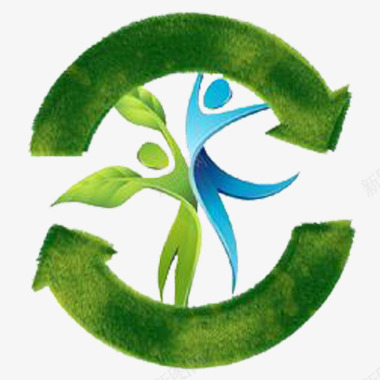 绿色箭头小人圆形园林logo图标图标