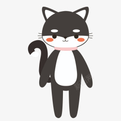 可爱黑色小猫手绘矢量图素材