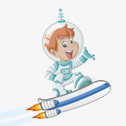 卡通坐着火箭筒的宇航员矢量图素材