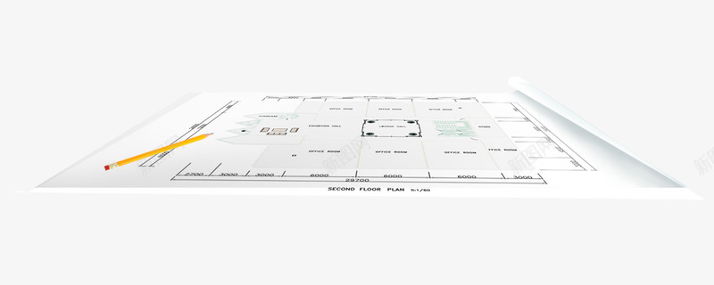 建筑工程图画和笔png免抠素材_88icon https://88icon.com 产品实物 工地图 建筑图 换色铅笔 白色纸张