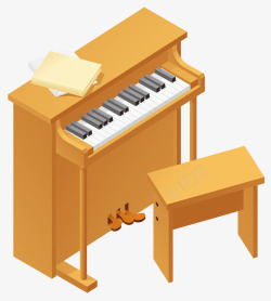 木质钢琴卡通风格矢量图素材
