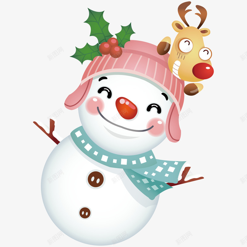卡通可爱的圣诞雪人png免抠素材_88icon https://88icon.com 圣诞节 圣诞雪人 圣诞麋鹿 手绘 水彩 节日装饰