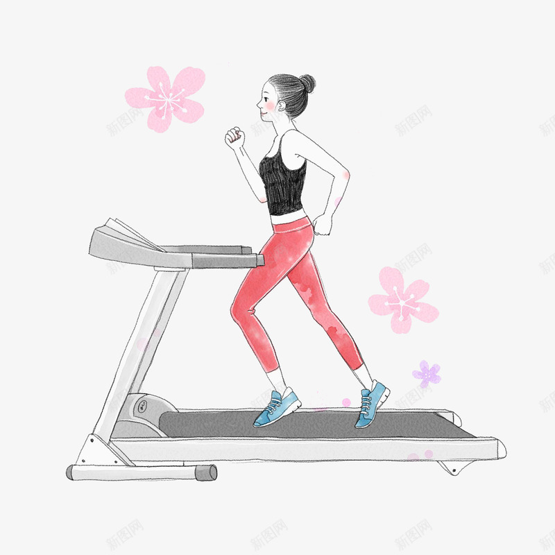 跑步机上减肥的女生png免抠素材_88icon https://88icon.com 减肥 女生 跑步 跑步机