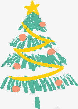 涂鸦圣诞树涂鸦手绘丝带圣诞树矢量图高清图片