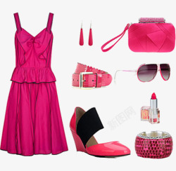 粉色连衣裙服装搭配素材