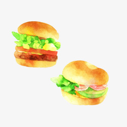 蔬菜汉堡手绘画片素材