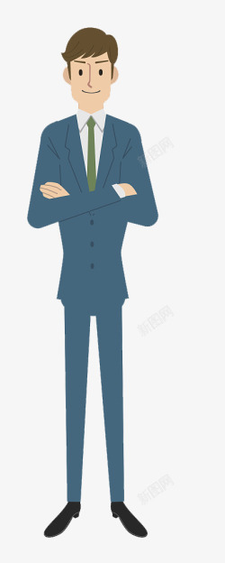 卡通人物插图双手抱胸的商务男人素材