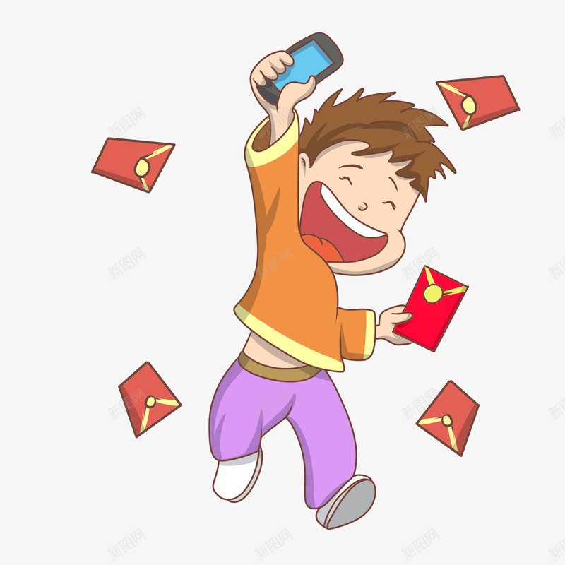 卡通发红包png免抠素材_88icon https://88icon.com PNG图 PNG图下载 创意卡通 卡通 卡通插图 发红包 抢红包 插图 春节人物