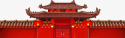 春节古典红色宫殿素材