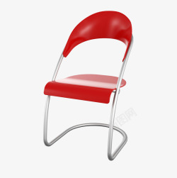 红色塑料靠背金属椅子素材