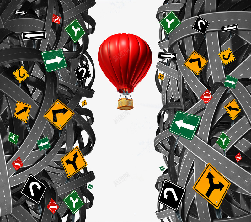 缠绕在一起的马路热气球png免抠素材_88icon https://88icon.com 乱糟糟马路 创意图片 塞车 拥挤的道路堵车 概念图片 漂浮在空中的气球 热气球 红色气球 缠绕在一起 马路标志