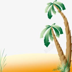 夏日清新海滩椰树素材