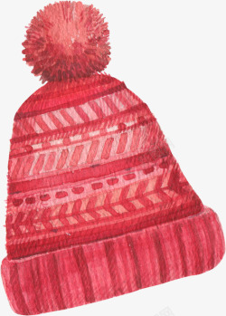 红色毛线保暖帽子素材