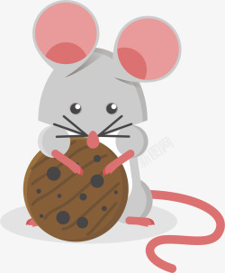 可爱红鼻子小丑吃饼干的小老鼠矢量图高清图片