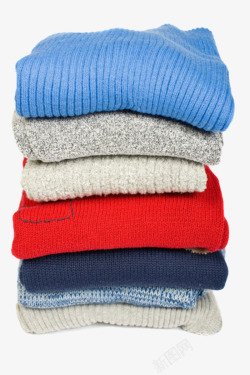蓝红白女装保暖衣服毛衣实物素材