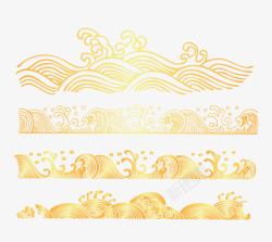 金色中国风海浪分割线素材