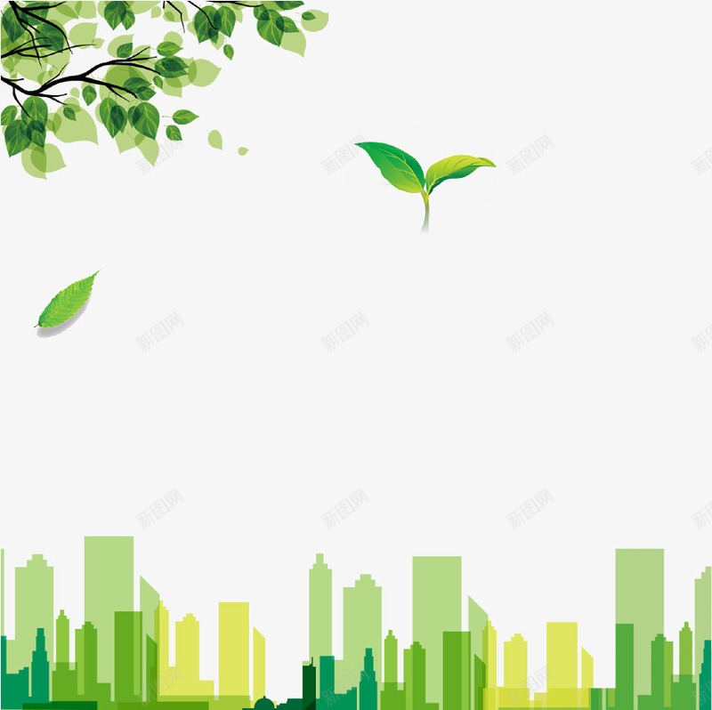 绿色清新城市环保海报背景psd免抠素材_88icon https://88icon.com 创意设计 城市 树叶 海报 清新 环保 绿色