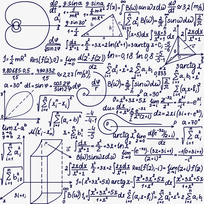 蓝色数学笔记矢量图eps免抠素材_88icon https://88icon.com 教育 数学笔记 漂浮 蓝色 矢量图