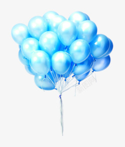 蓝色卡通气球飘浮素材