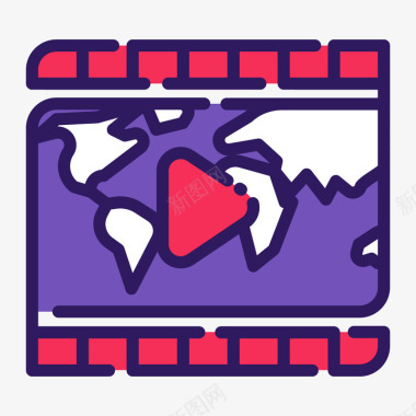 紫色手绘圆角视频点击元素矢量图图标图标