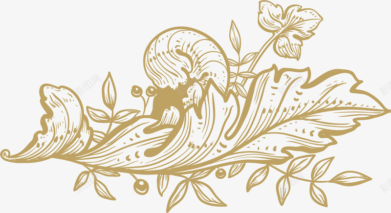 黄色线条植物png免抠素材_88icon https://88icon.com 叶子 树叶 线条小草 草丛 草藤 装饰图案 黄色植物