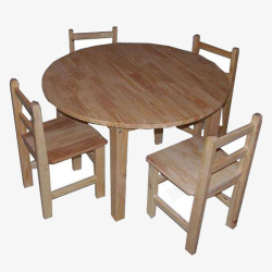 幼儿实木小圆桌椅素材