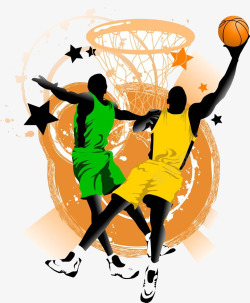 弹起篮球比赛插画高清图片