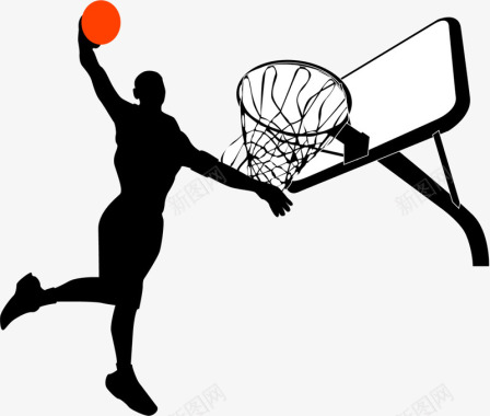 灌篮黑色篮球运动员剪影图标图标