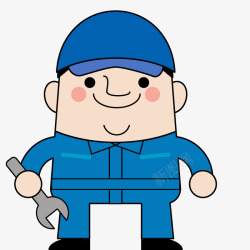 卡通版穿蓝色工作服的男子素材