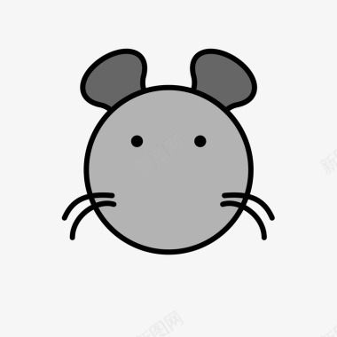 灰色手绘老鼠卡通图标矢量图图标