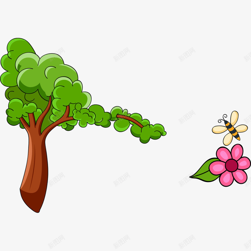 卡通儿童涂鸦植物png免抠素材_88icon https://88icon.com 卡通 大树 树木 涂鸦 花 蜜蜂