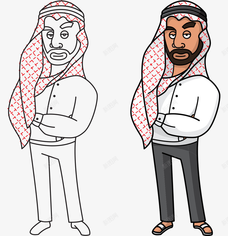 卡通手绘阿拉伯胡须男人头巾png免抠素材_88icon https://88icon.com 卡通的男人 平面阿拉伯 手绘的阿拉伯人 矢量男人 阿拉伯人头像 阿拉伯胡须男