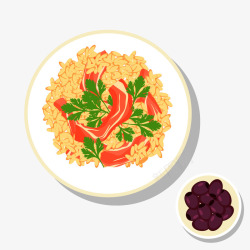 米饭食材卡通美食肉片米饭矢量图高清图片
