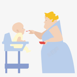 欧美风配图插画婴儿吃饭手绘卡通母亲孩子插矢量图高清图片