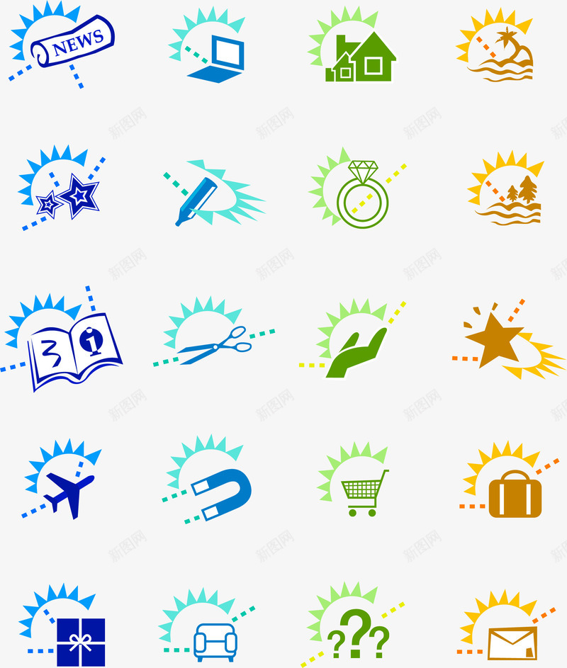 商务用品矢量图ai免抠素材_88icon https://88icon.com 信封 公务包 星星 沙发 笔记本 购物车 钻戒 飞机 矢量图