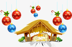 房子木屋生活圣诞节元素素材