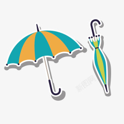 卡通手绘雨伞日常用品矢量图素材