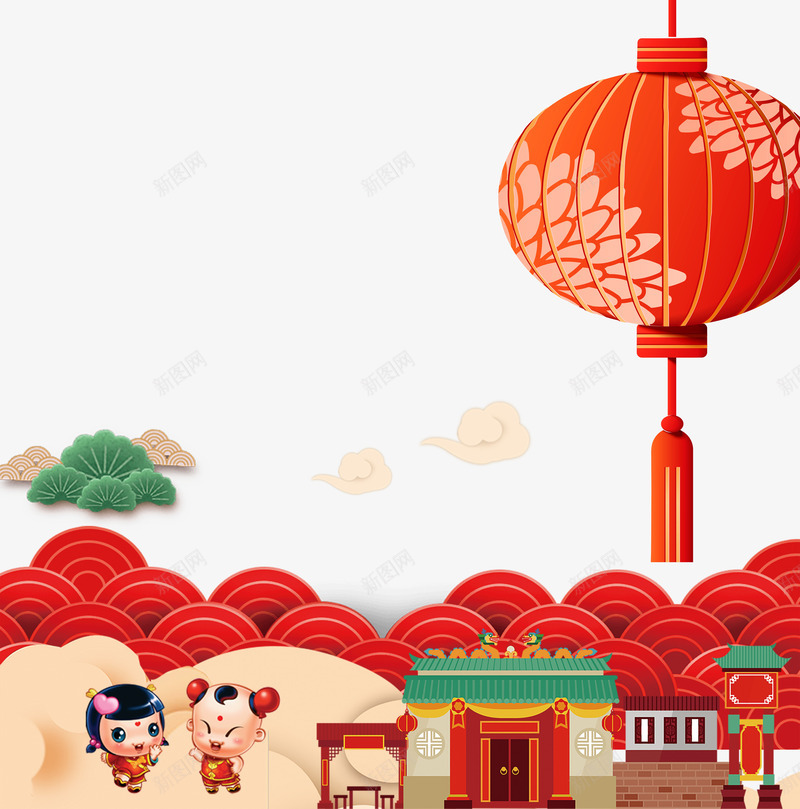 节日喜庆背景psd分层图png免抠素材_88icon https://88icon.com 卡通人物 卡通手绘古建筑 古建筑手绘图 喜迎新春 恭贺新禧 欢庆春节 灯笼 祥云 节日喜庆背景 辞旧迎新