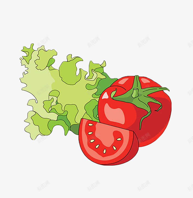 番茄生菜png免抠素材_88icon https://88icon.com 卡通生菜 卡通番茄 西红柿免抠素材 西红柿生菜png图片