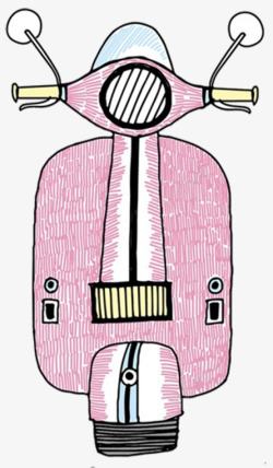 卡通手绘粉色电瓶车素材