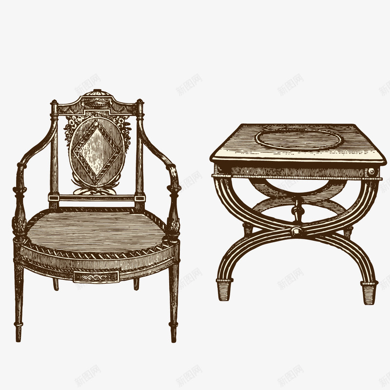 欧式复古椅子与桌子png免抠素材_88icon https://88icon.com 复古 欧式 欧式桌子 欧式椅子
