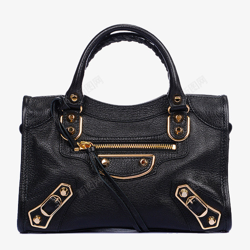 巴黎世家女士手提单肩包png免抠素材_88icon https://88icon.com 产品实物 名牌 女用皮包 拉链 黑色羊皮