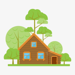 绿色环保风格扁平化风格房屋图案素材