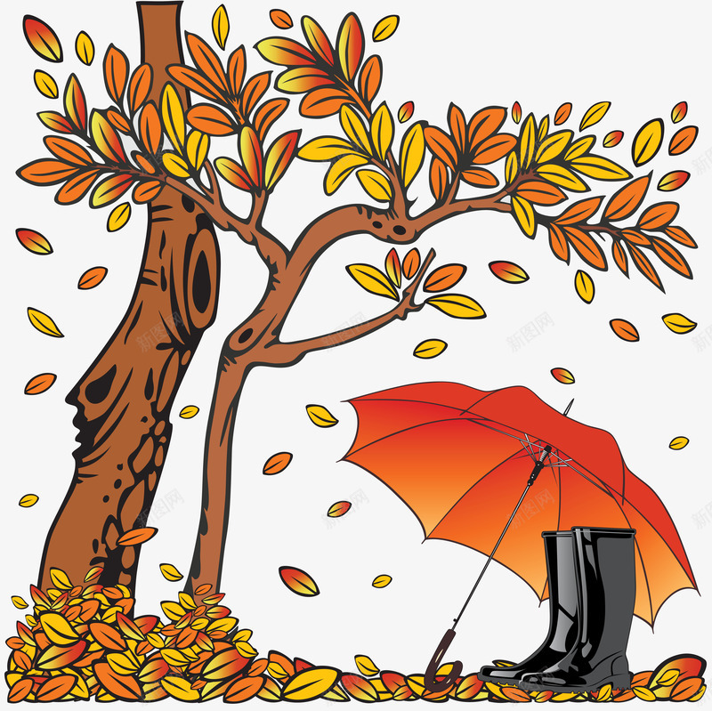 大树下的雨靴png免抠素材_88icon https://88icon.com 卡通树 雨伞 雨具 雨靴 雨鞋 鞋类