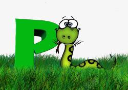 卡通蛇与字母素材