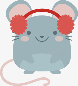 戴着耳暖的可爱小老鼠矢量图素材