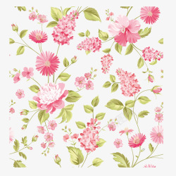 粉红色鲜艳的花朵图案矢量图素材