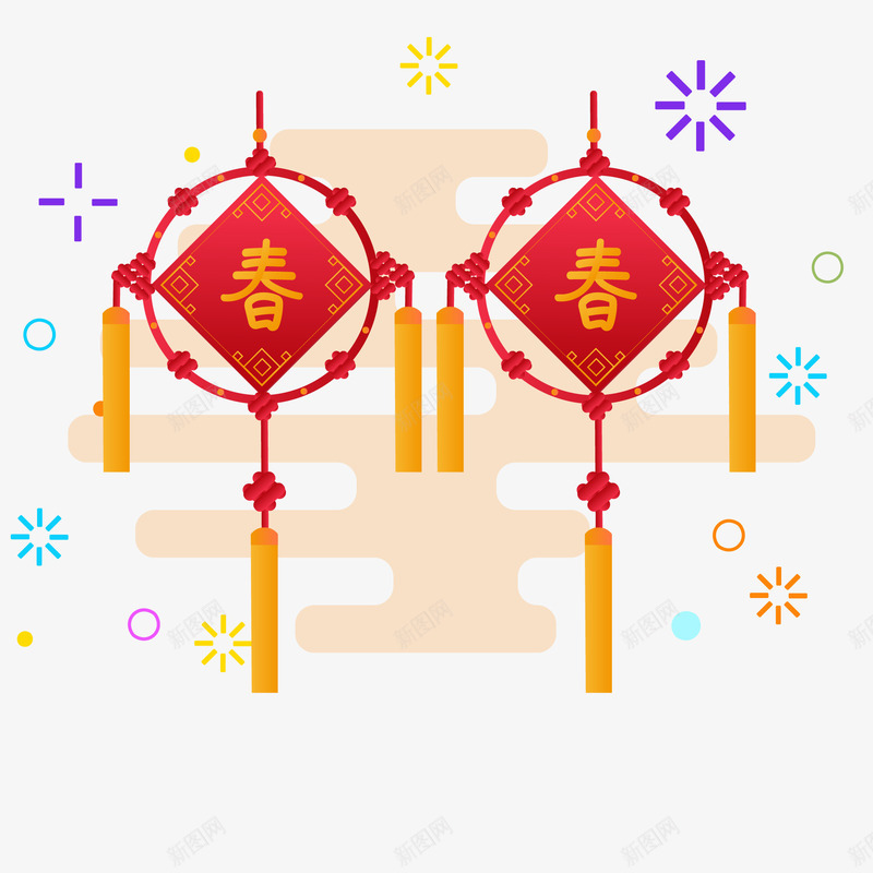 卡通新年春节挂饰元素png免抠素材_88icon https://88icon.com 2019 中国风 农历新年 挂饰 新年 春节 猪年 迎春